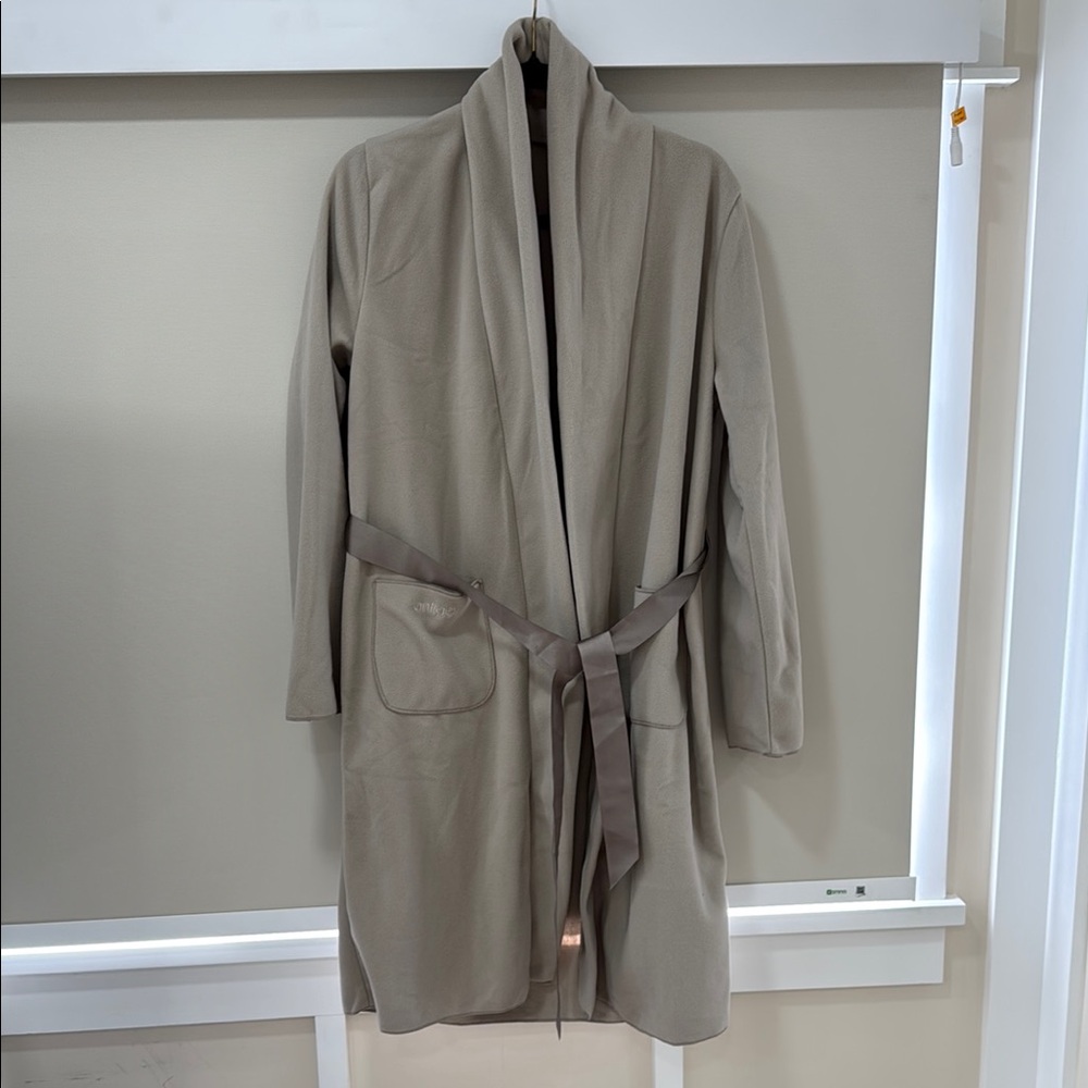 Antigel Taupe Long Robe with Pockets and Belt